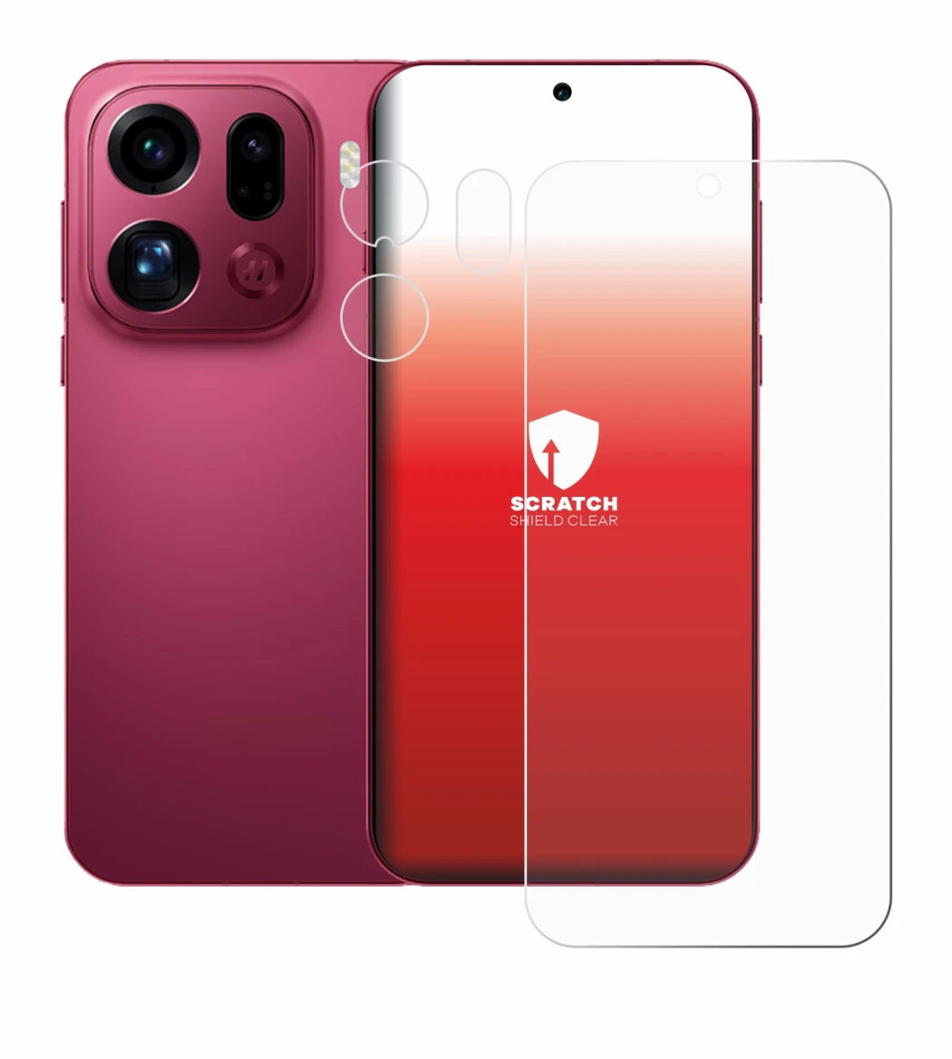 Image de l'appareil Oppo Find X9 Pro (Avant+Caméra) avec une grande variété de protections d'écran.