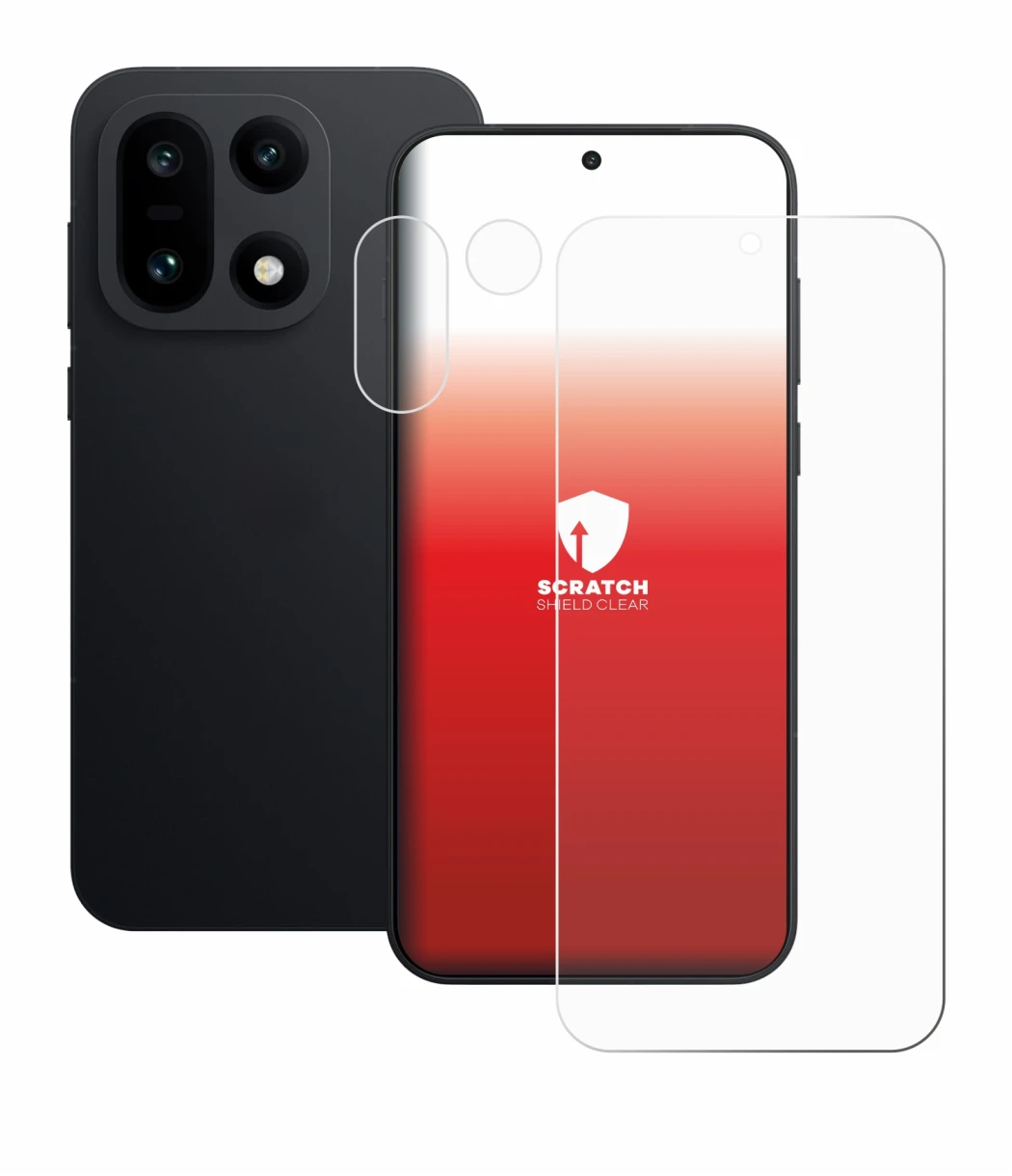 Image de l'appareil OnePlus 15 (Avant+Caméra) avec une grande variété de protections d'écran.