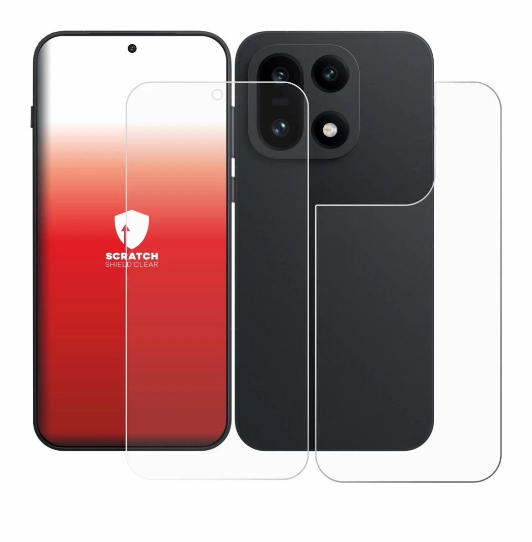 Image de l'appareil OnePlus 15 (Avant+Arrière) avec une grande variété de protections d'écran.