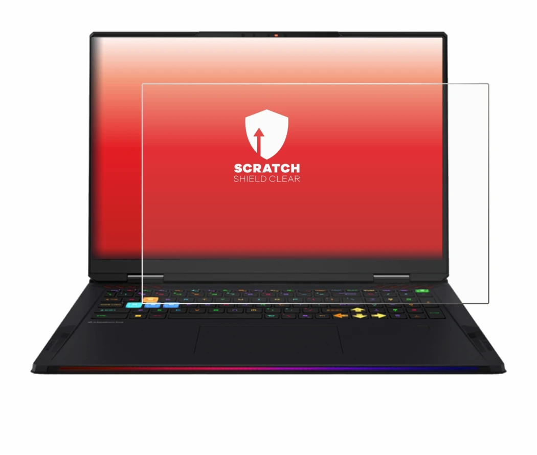 Image de l'appareil MSI Raider A18 HX avec une grande variété de protections d'écran.