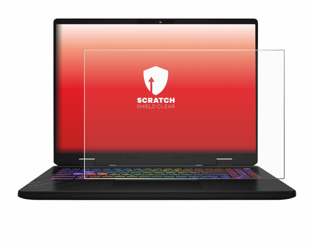 Image de l'appareil MSI Vector 16 HX AI avec une grande variété de protections d'écran.