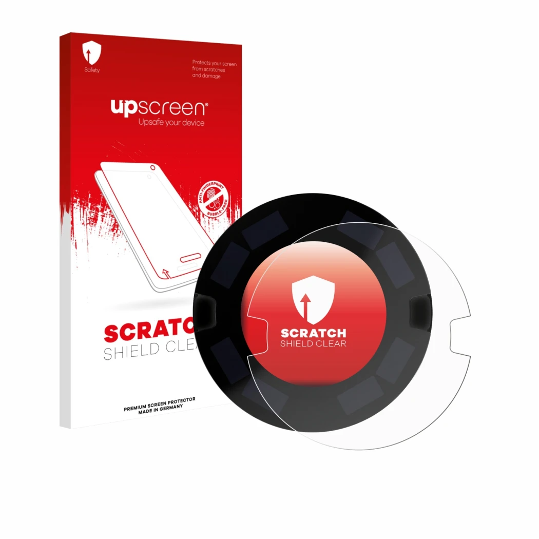 Face avant d’un emballage produit avec le logo de la marque upscreen. À côté, l’appareil OOONO P-DISC NO3 est représenté avec
