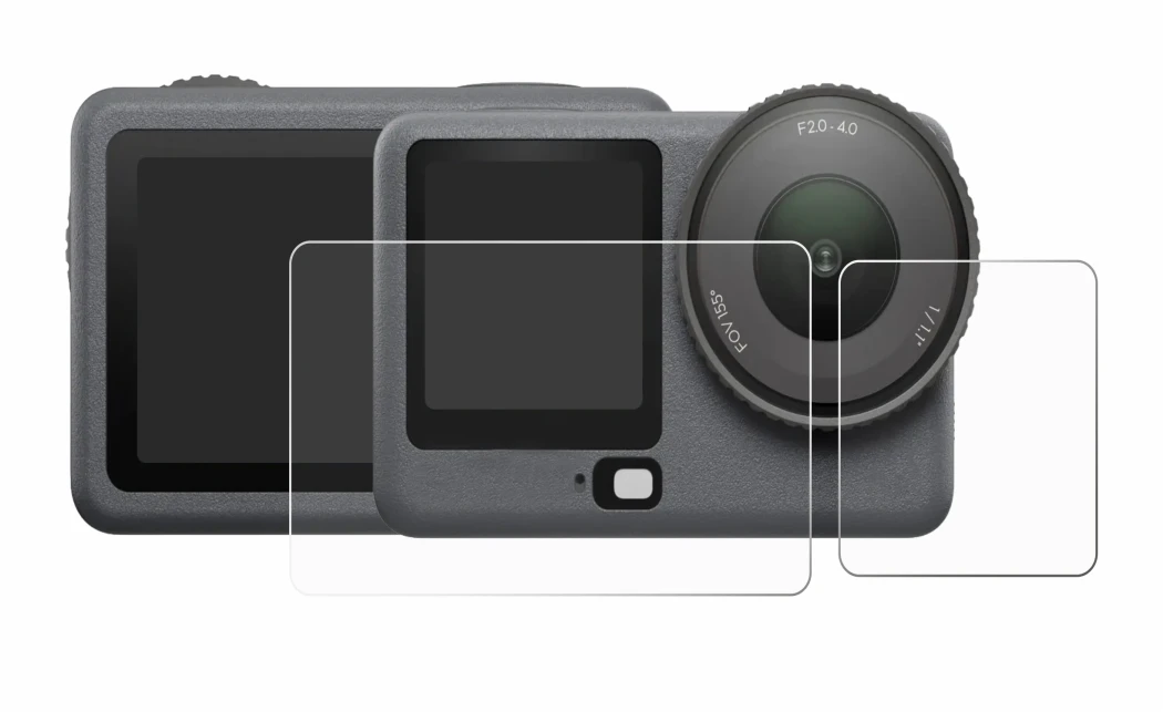 Image de l'appareil DJI Osmo Action 6 avec une grande variété de protections d'écran.