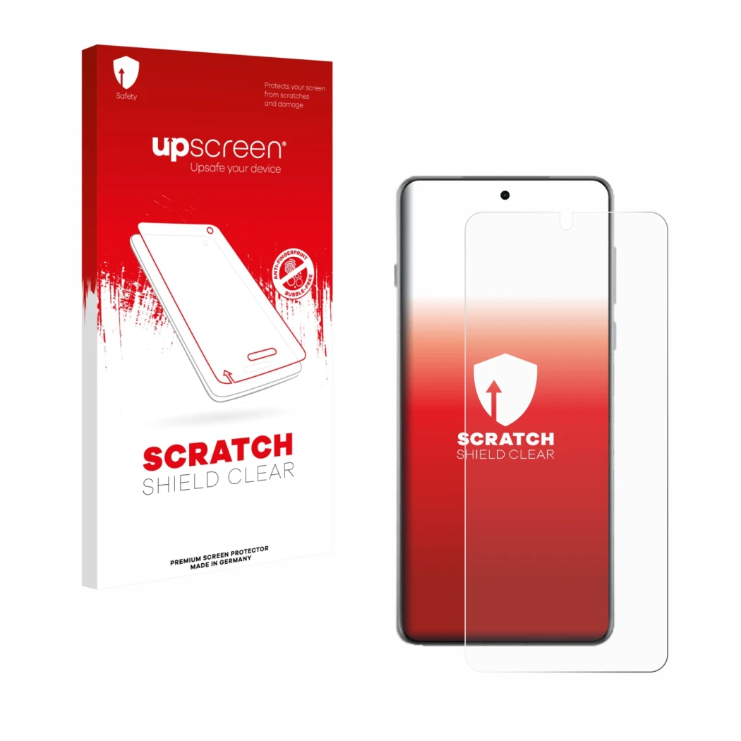 Face avant d’un emballage produit avec le logo de la marque upscreen. À côté, l’appareil Oppo Find X8 Ultra est représenté ave