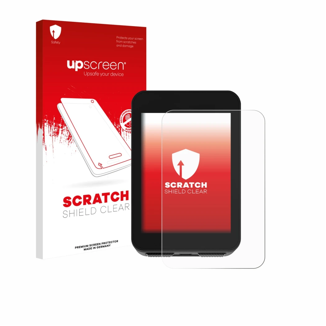 Face avant d’un emballage produit avec le logo de la marque upscreen. À côté, l’appareil Bikevee BKV310A 2.4