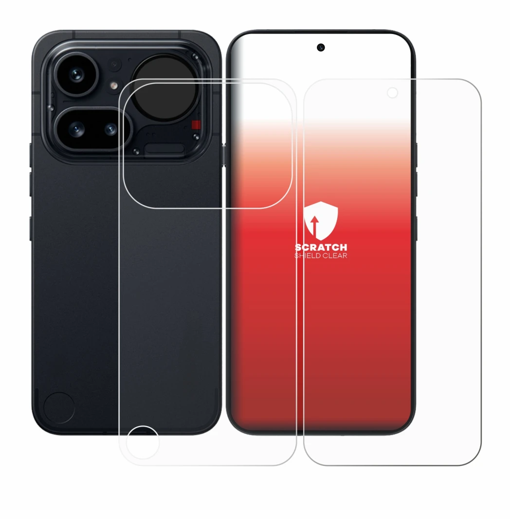 Image de l'appareil Nothing Phone (4a) Pro (Avant+Arrière) avec une grande variété de protections d'écran.