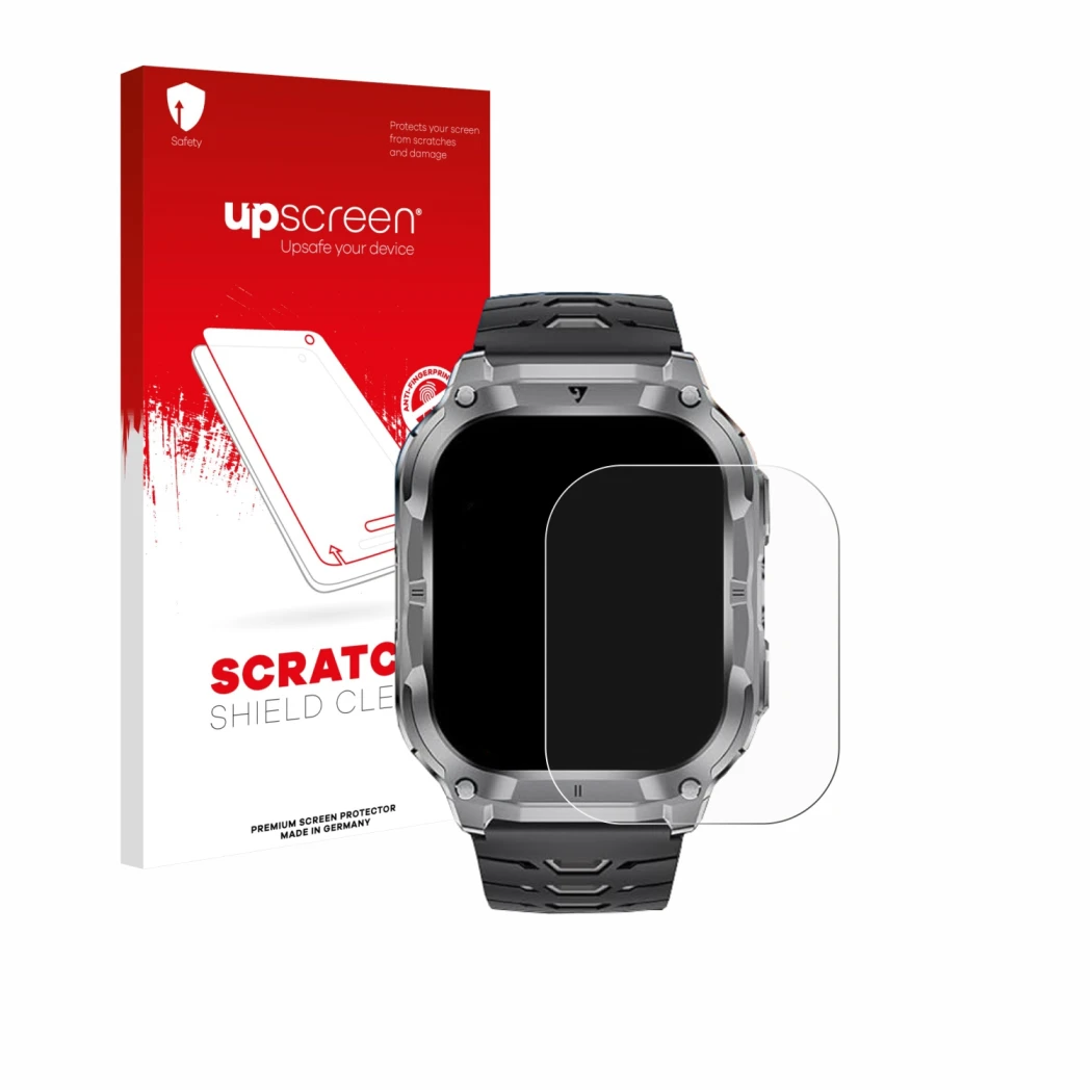 Face avant d’un emballage produit avec le logo de la marque upscreen. À côté, l’appareil LIGE EF22 2