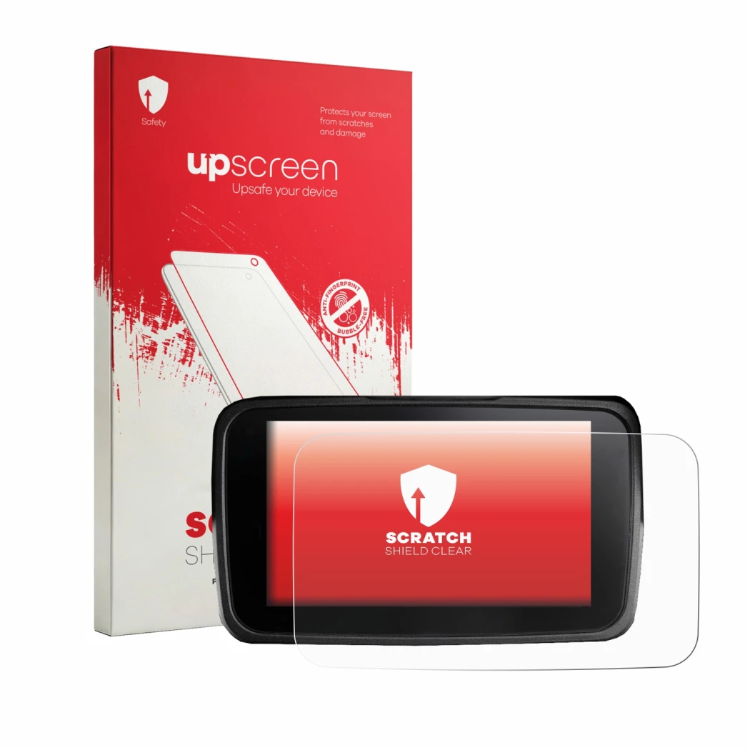 Face avant d’un emballage produit avec le logo de la marque upscreen. À côté, l’appareil Kymco CV3 575 2026 est représenté ave