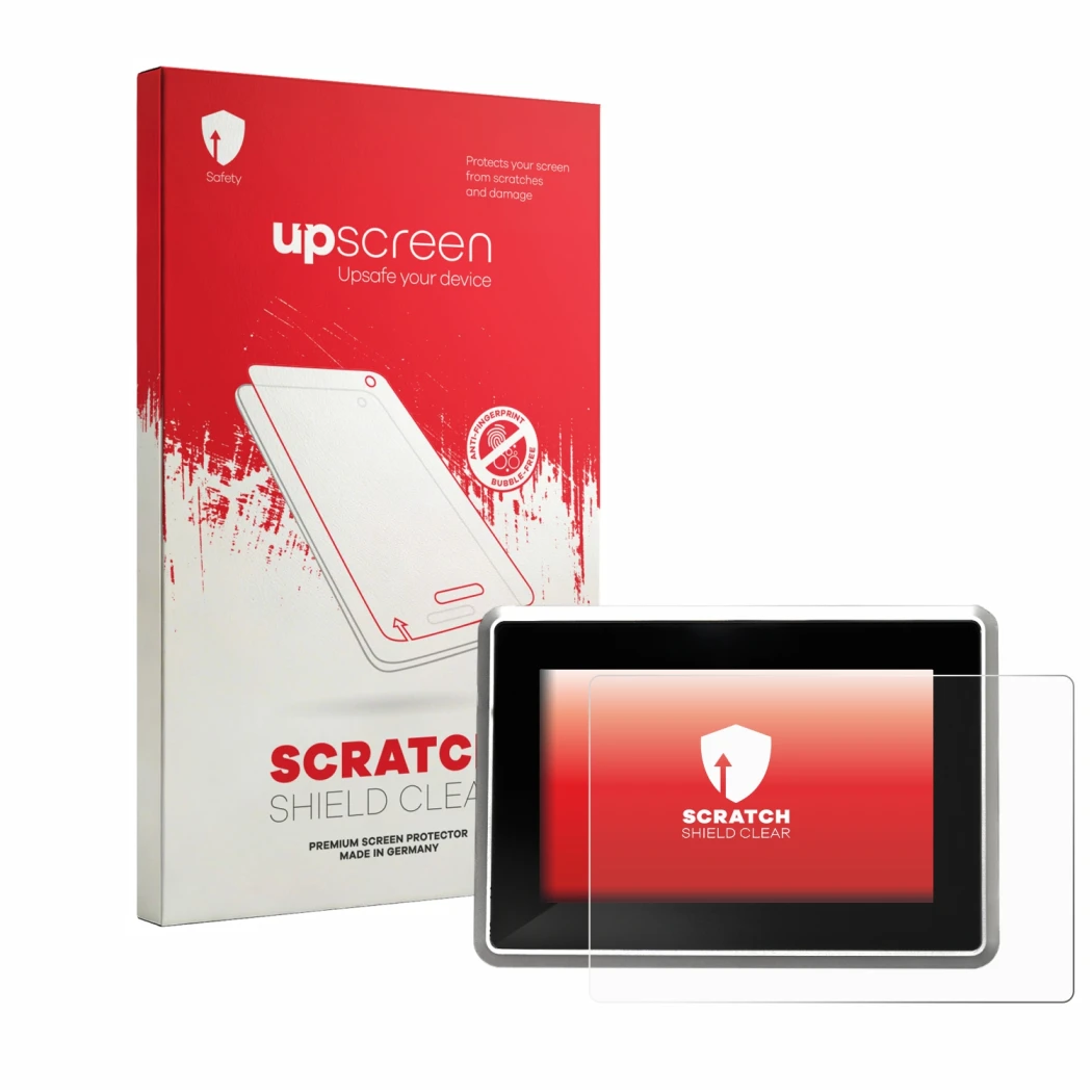 Face avant d’un emballage produit avec le logo de la marque upscreen. À côté, l’appareil GESAS High Performance 7