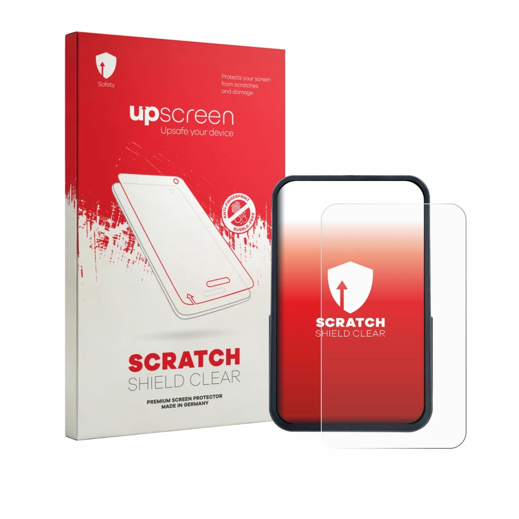 Face avant d’un emballage produit avec le logo de la marque upscreen. À côté, l’appareil Okiyakusama Bike Computer est représe