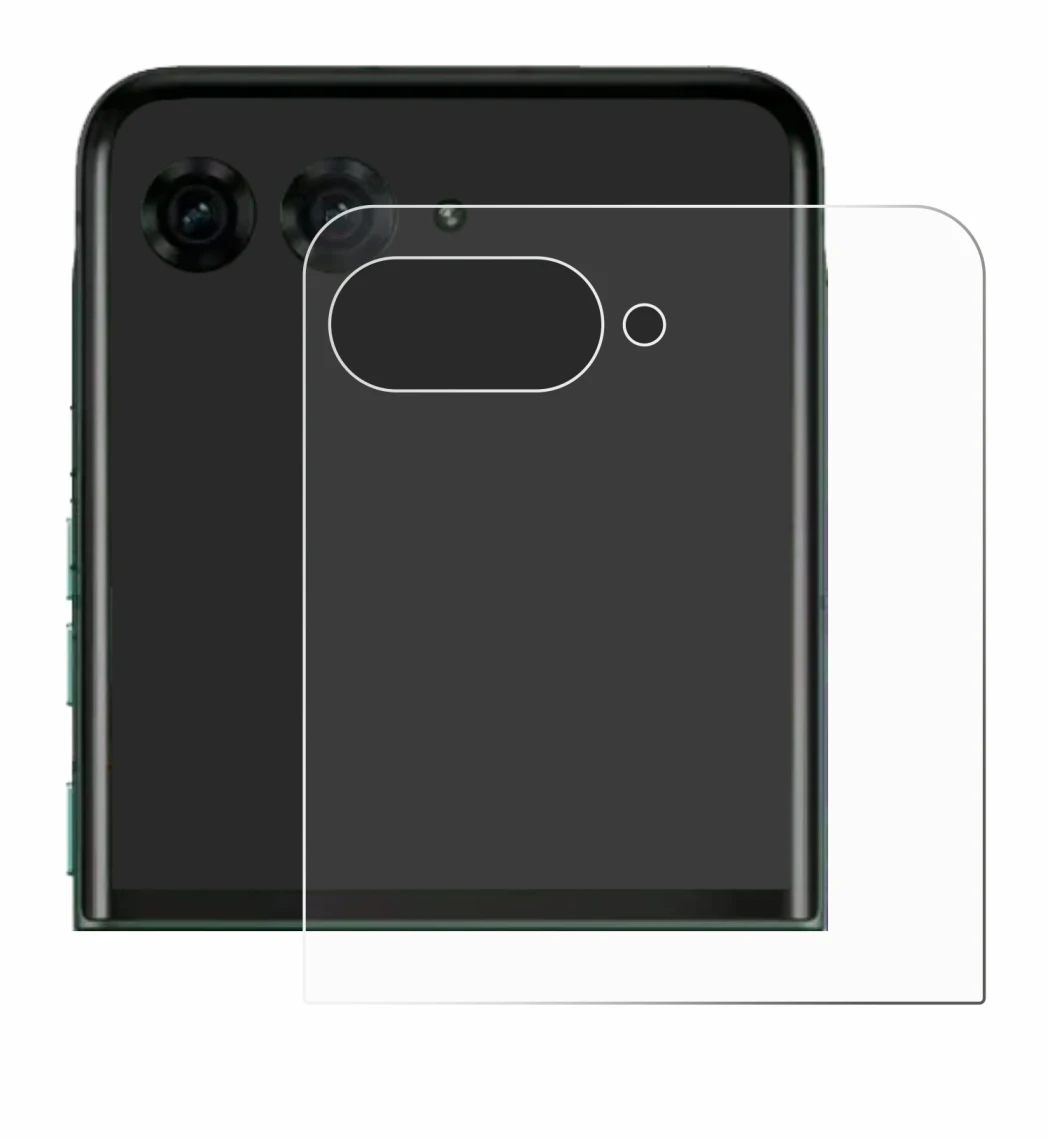 Image de l'appareil Motorola Razr 70 Plus (Affichage arrière) avec une grande variété de protections d'écran.
