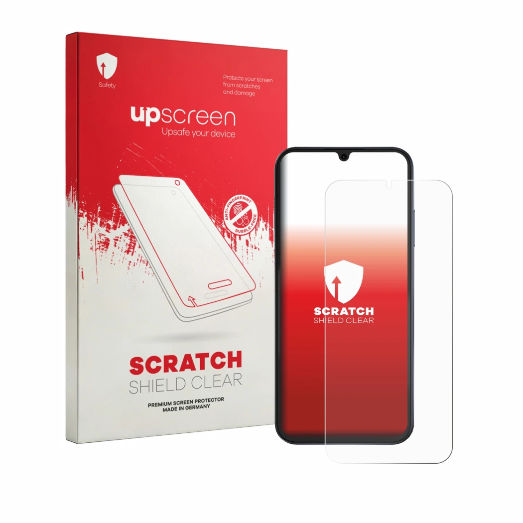 Face avant d’un emballage produit avec le logo de la marque upscreen. À côté, l’appareil Fossibot S7 est représenté avec la pr