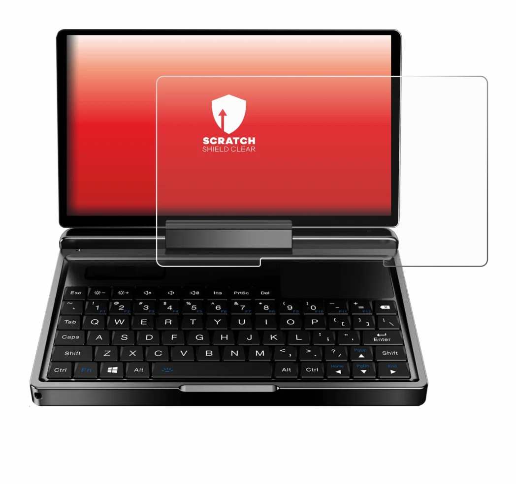 Image de l'appareil GPD MicroPC 2 avec une grande variété de protections d'écran.