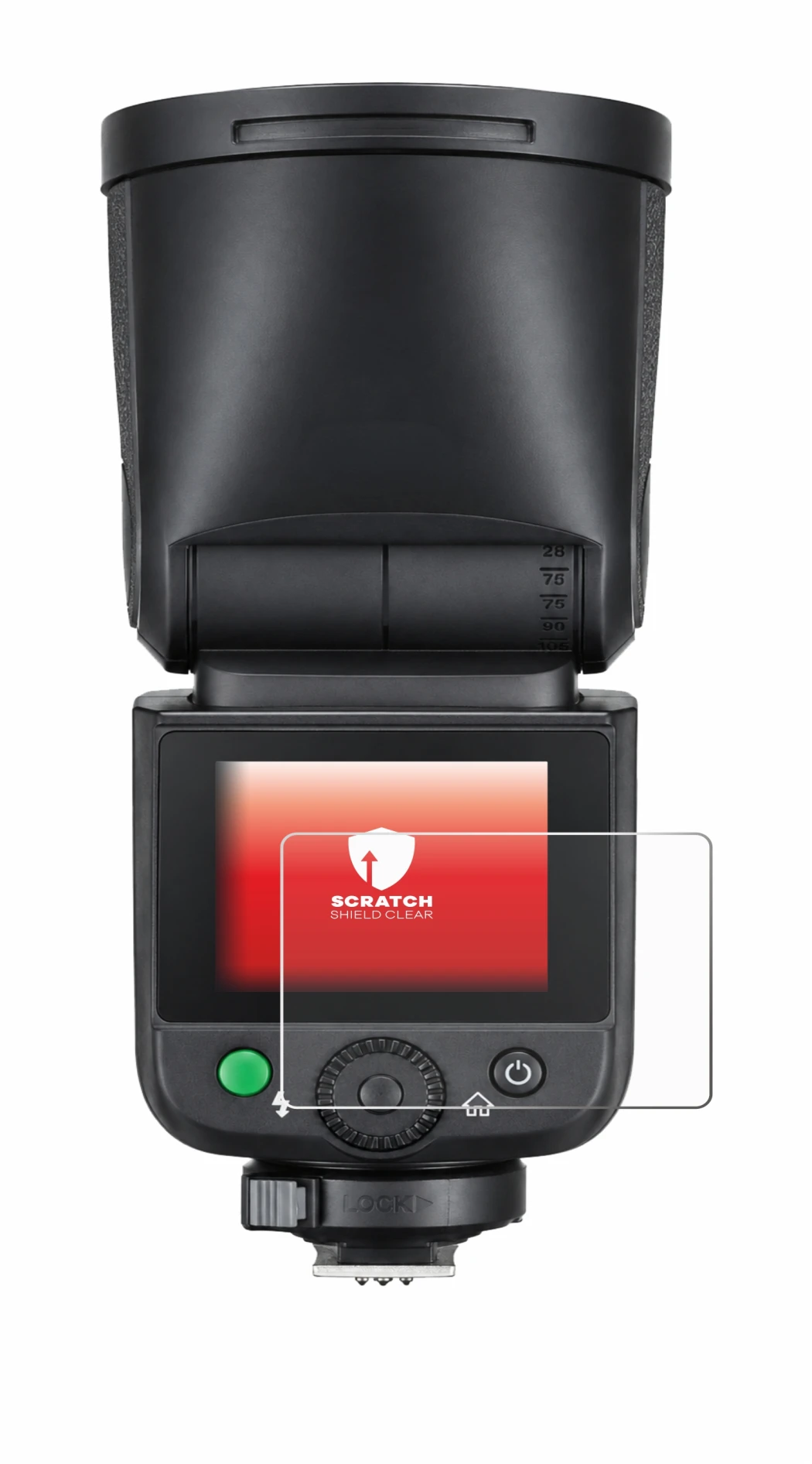 Image de l'appareil Godox V1 mid avec une grande variété de protections d'écran.