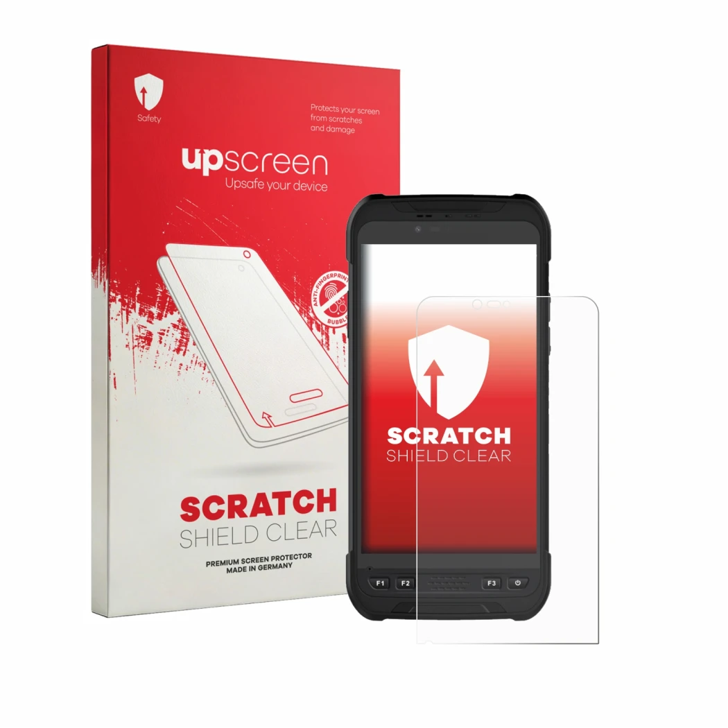 Face avant d’un emballage produit avec le logo de la marque upscreen. À côté, l’appareil Stonex S60 est représenté avec la pro