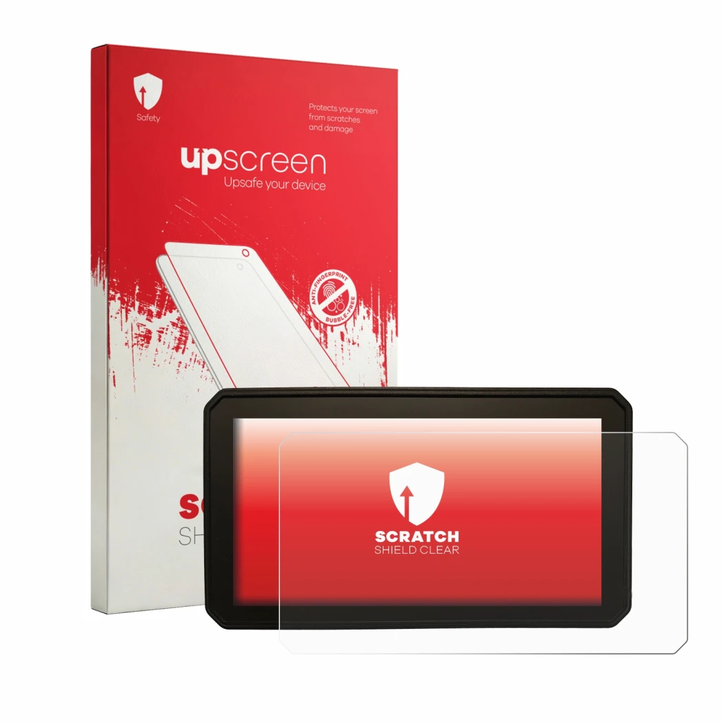 Face avant d’un emballage produit avec le logo de la marque upscreen. À côté, l’appareil Interphone Sync55B est représenté ave