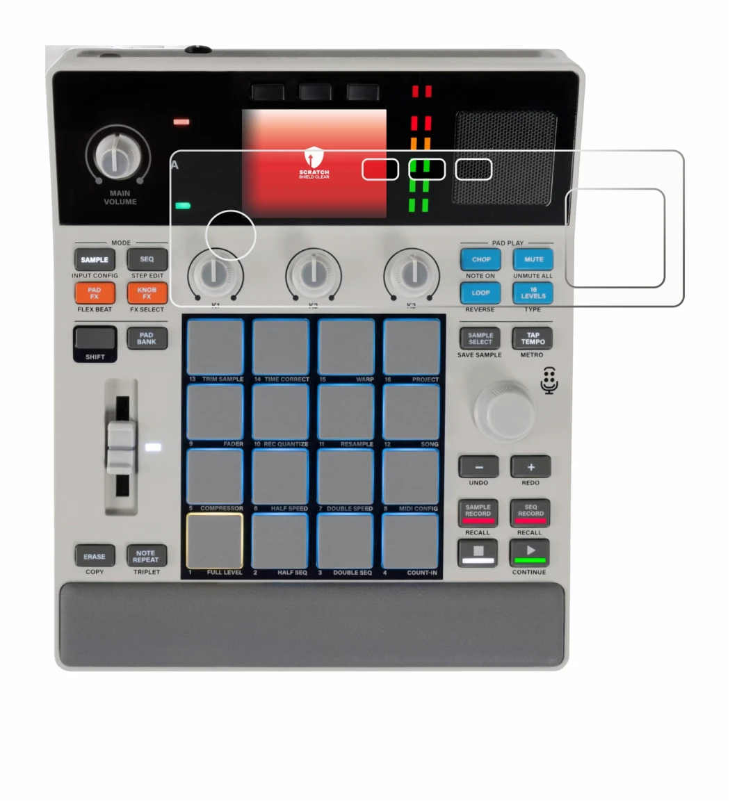Image de l'appareil Akai MPC Sample avec une grande variété de protections d'écran.