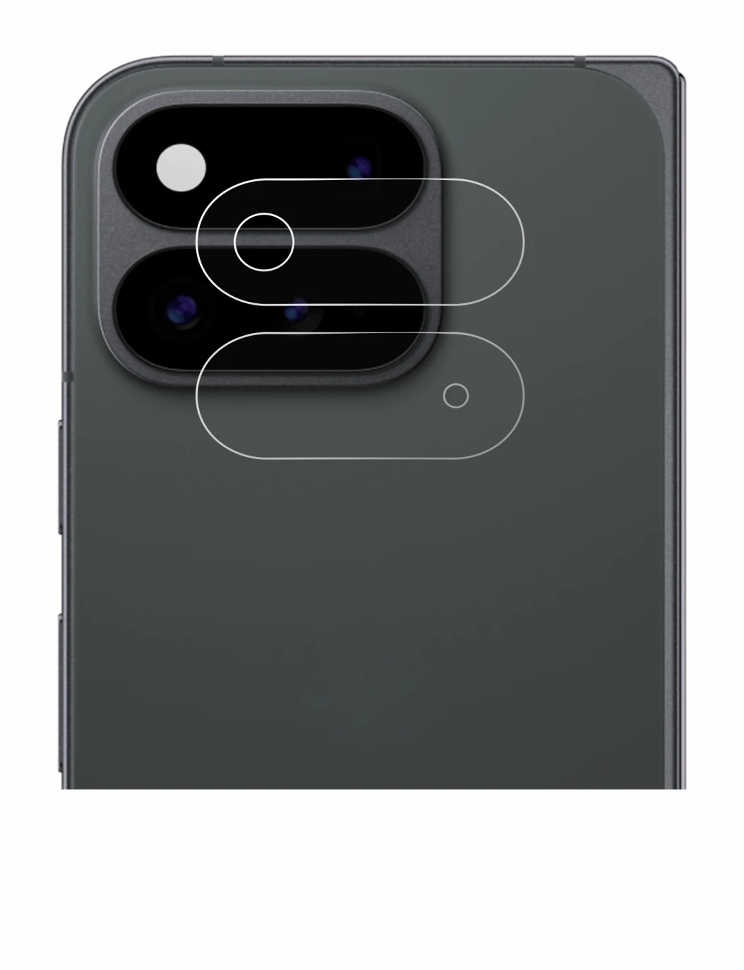 Image de l'appareil Google Pixel 11 Pro Fold (Caméra UNIQUEMENT) avec une grande variété de protections d'écran.