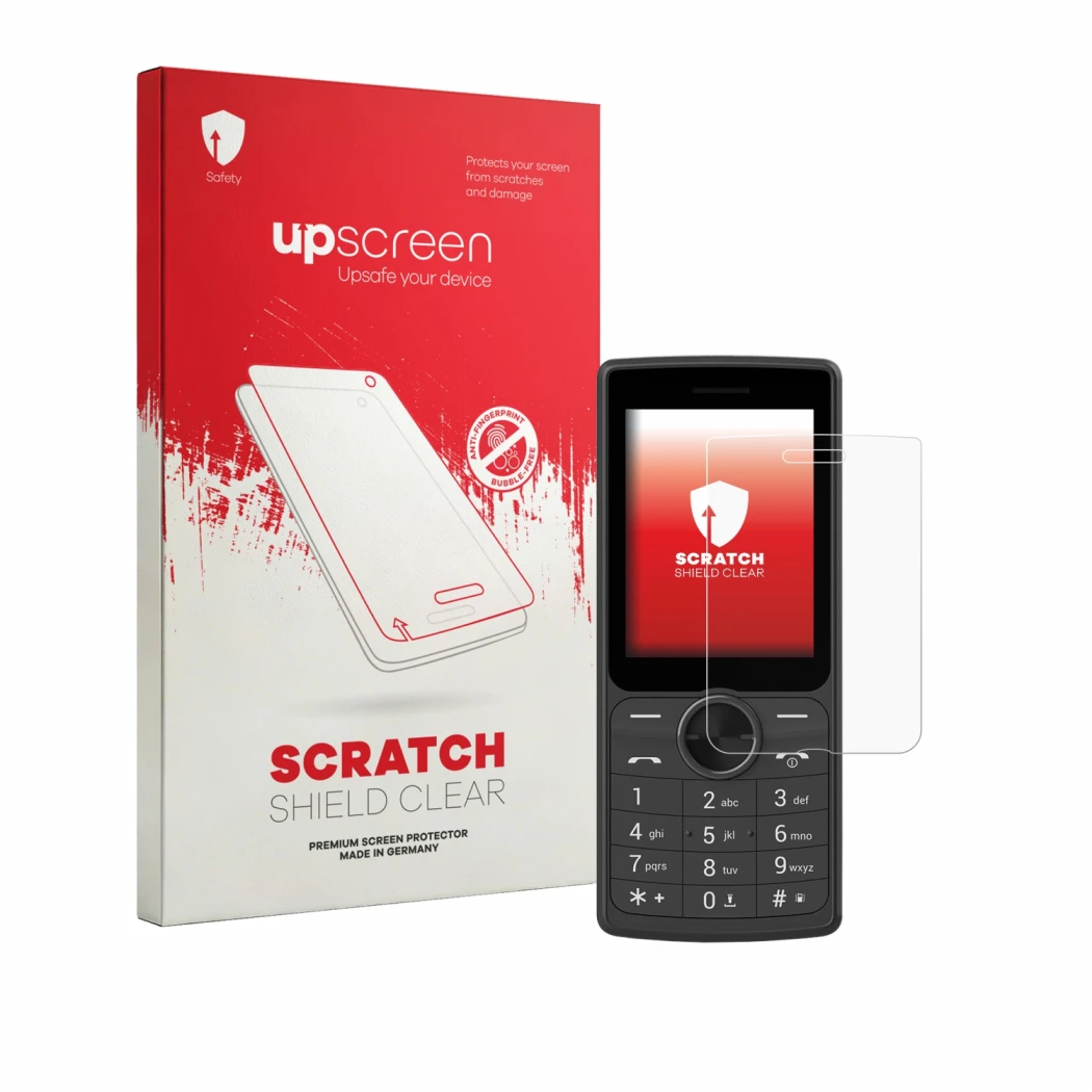 Face avant d’un emballage produit avec le logo de la marque upscreen. À côté, l’appareil SPC Wild Cool est représenté avec la