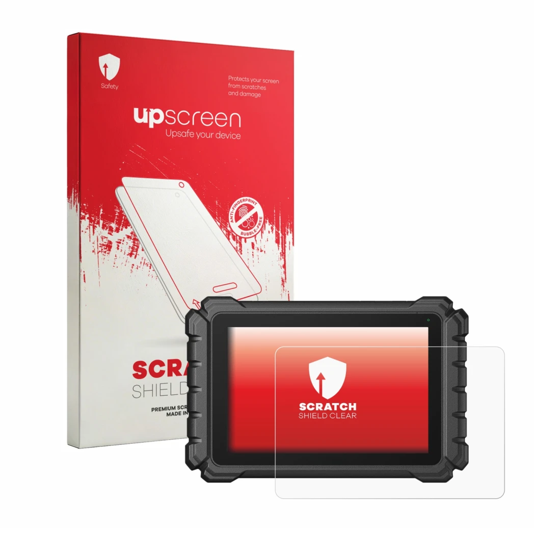 Face avant d’un emballage produit avec le logo de la marque upscreen. À côté, l’appareil Topdon ONE Plus est représenté avec l