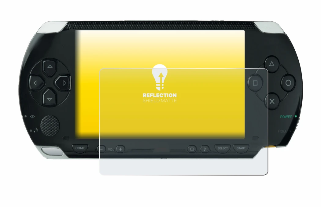 Image de l'appareil Sony PSP 1000 avec une grande variété de protections d'écran.