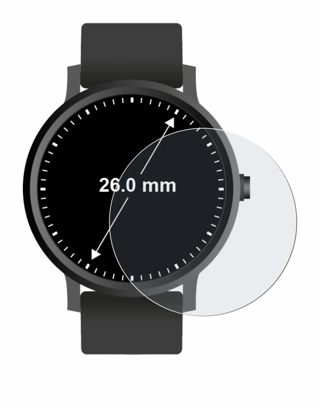 Image de l'appareil Montres (Circulaire, ø: 26 mm) avec une grande variété de protections d'écran.