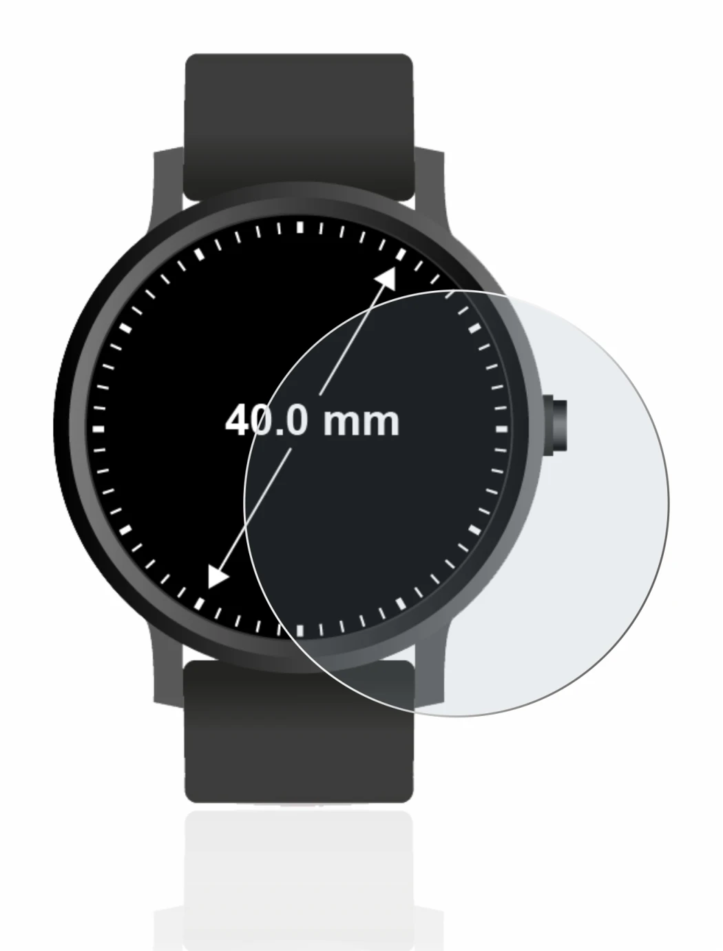 Image de l'appareil Montres (Circulaire, ø: 40 mm) avec une grande variété de protections d'écran.