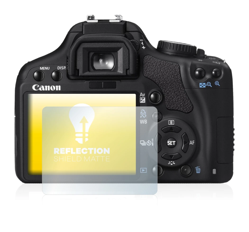 Image de l'appareil Canon EOS 450D avec une grande variété de protections d'écran.