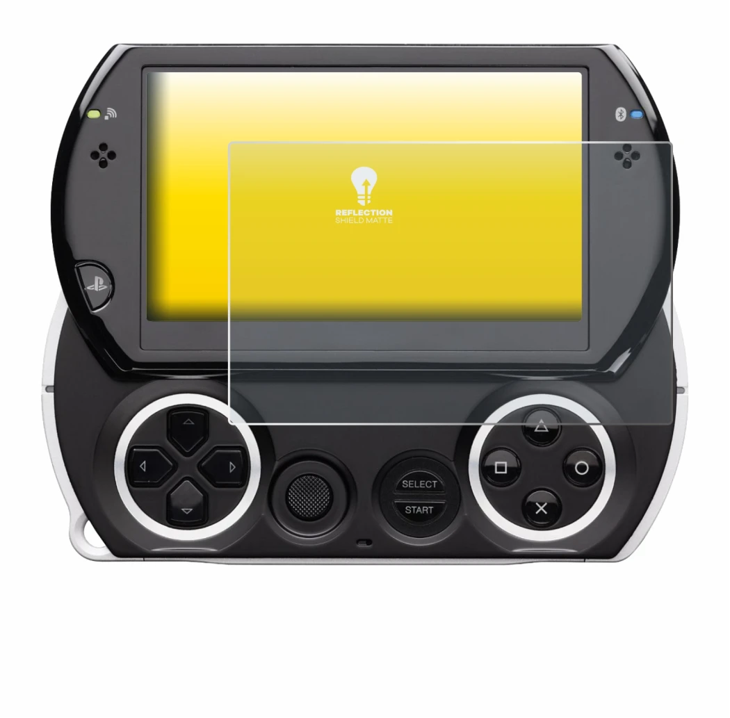 Image de l'appareil Sony PSP Go avec une grande variété de protections d'écran.