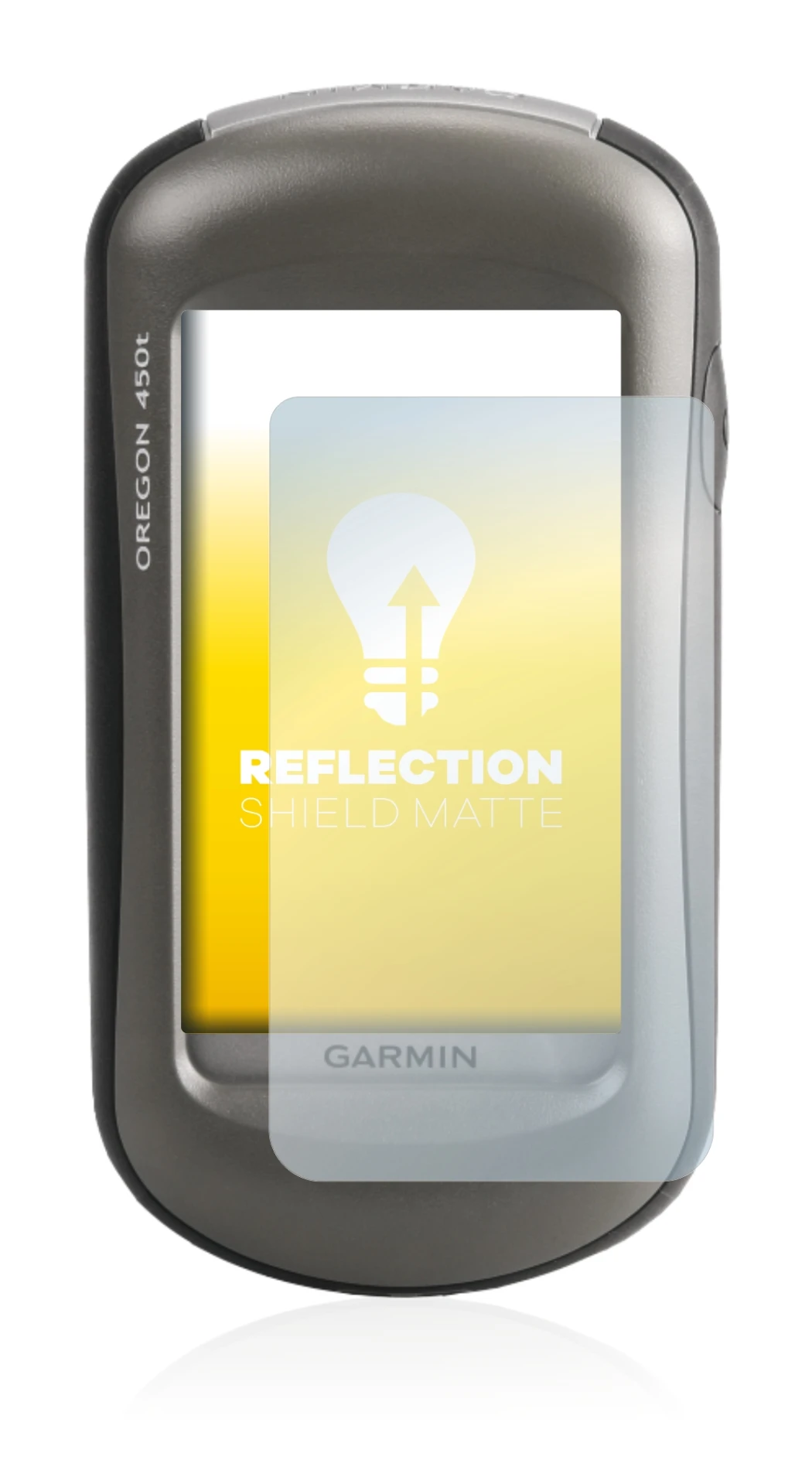 Image de l'appareil Garmin Oregon 450 avec une grande variété de protections d'écran.