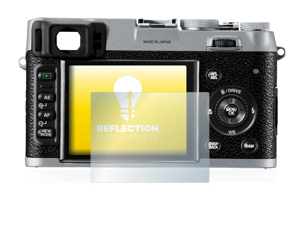 Image de l'appareil Fujifilm FinePix X100 avec une grande variété de protections d'écran.