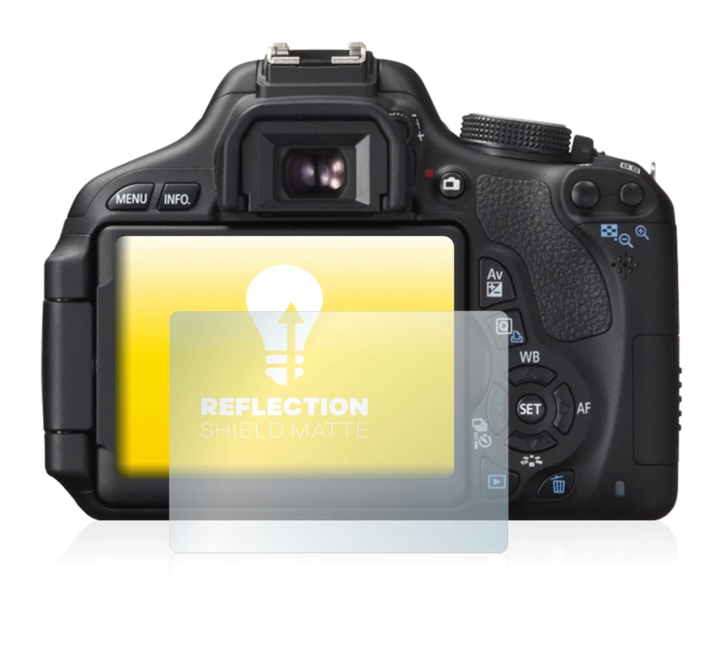 Image de l'appareil Canon EOS 600D avec une grande variété de protections d'écran.