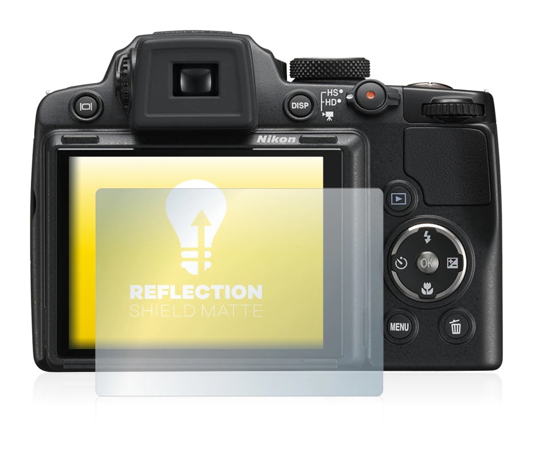 Image de l'appareil Nikon Coolpix P500 avec une grande variété de protections d'écran.