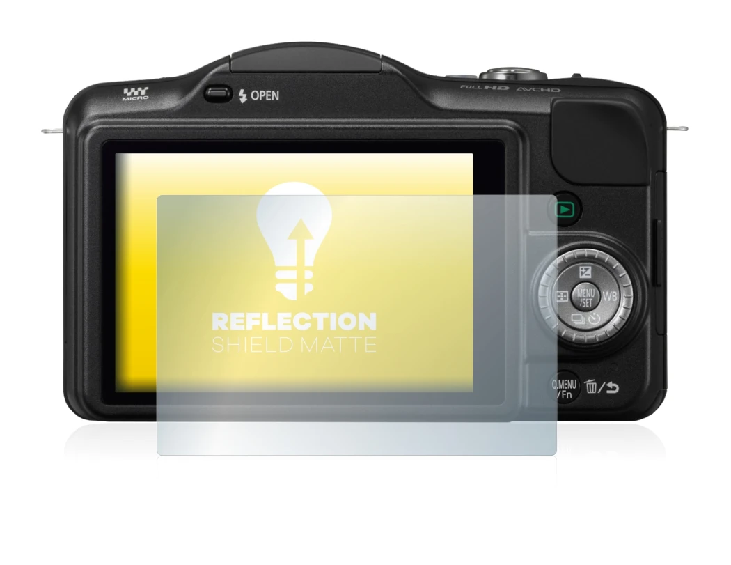Image de l'appareil Panasonic Lumix DMC-GF3 avec une grande variété de protections d'écran.