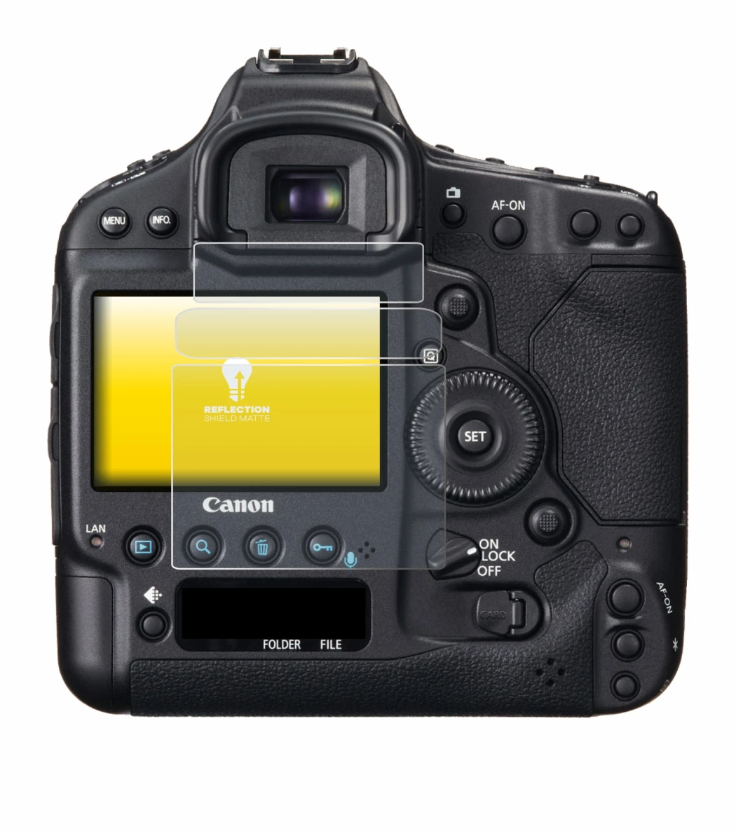 Image de l'appareil Canon EOS 1D X avec une grande variété de protections d'écran.