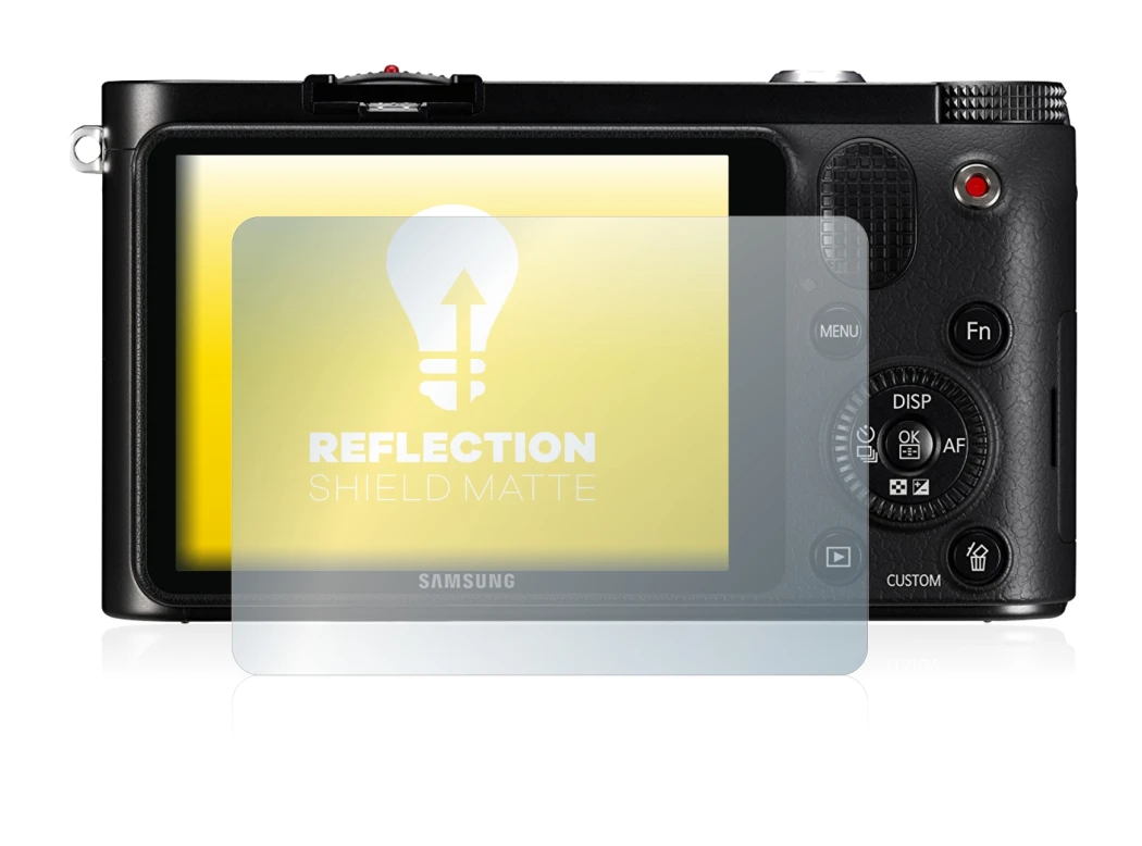 Image de l'appareil Samsung NX1000 avec une grande variété de protections d'écran.