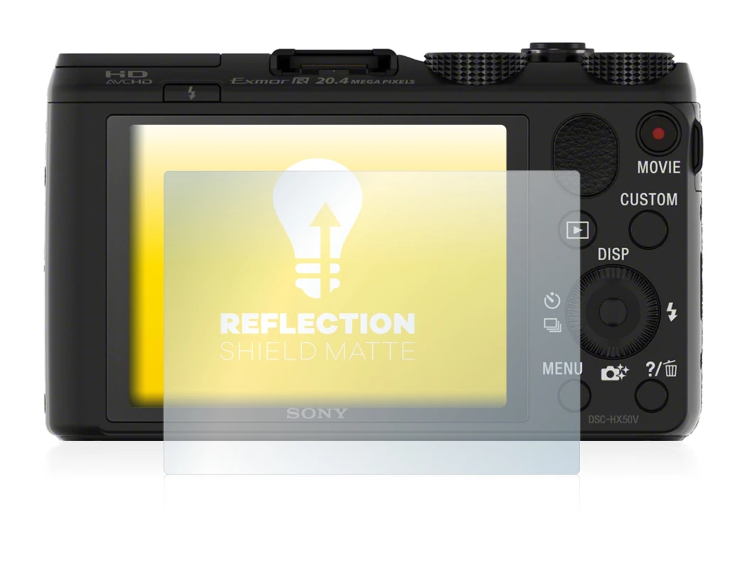 Image de l'appareil Sony Cyber-Shot DSC-HX50V avec une grande variété de protections d'écran.