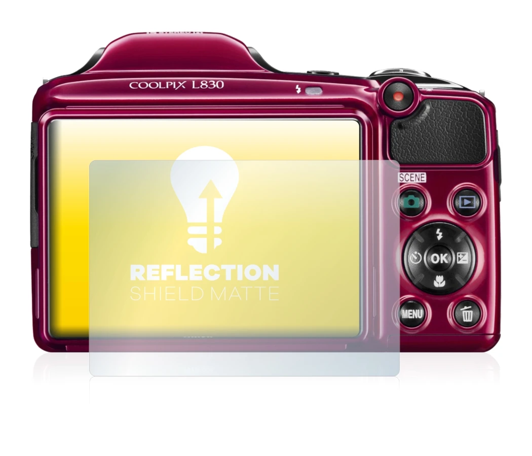 Image de l'appareil Nikon Coolpix L830 avec une grande variété de protections d'écran.