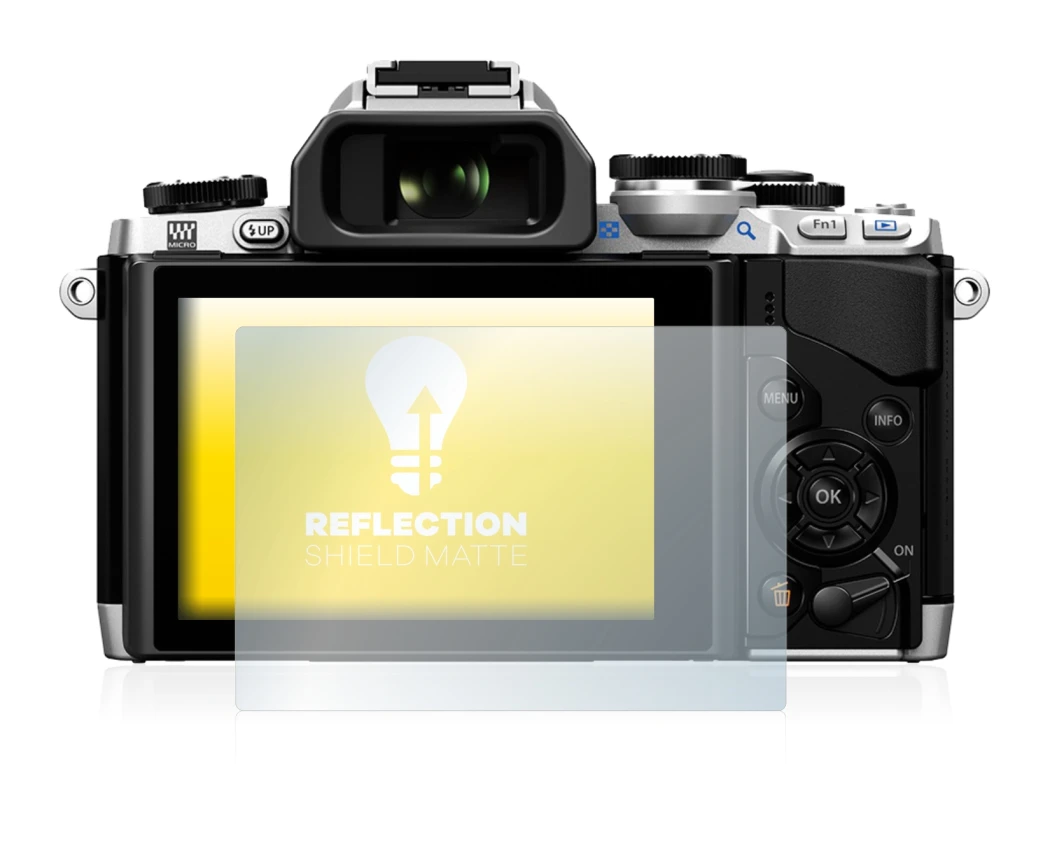 Image de l'appareil Olympus OM-D E-M10 avec une grande variété de protections d'écran.