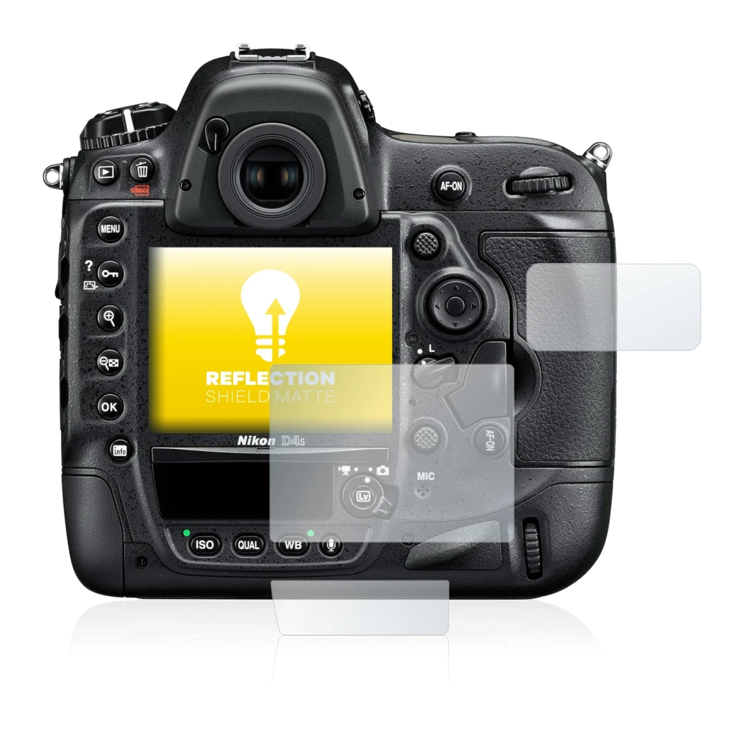 Image de l'appareil Nikon D4S avec une grande variété de protections d'écran.