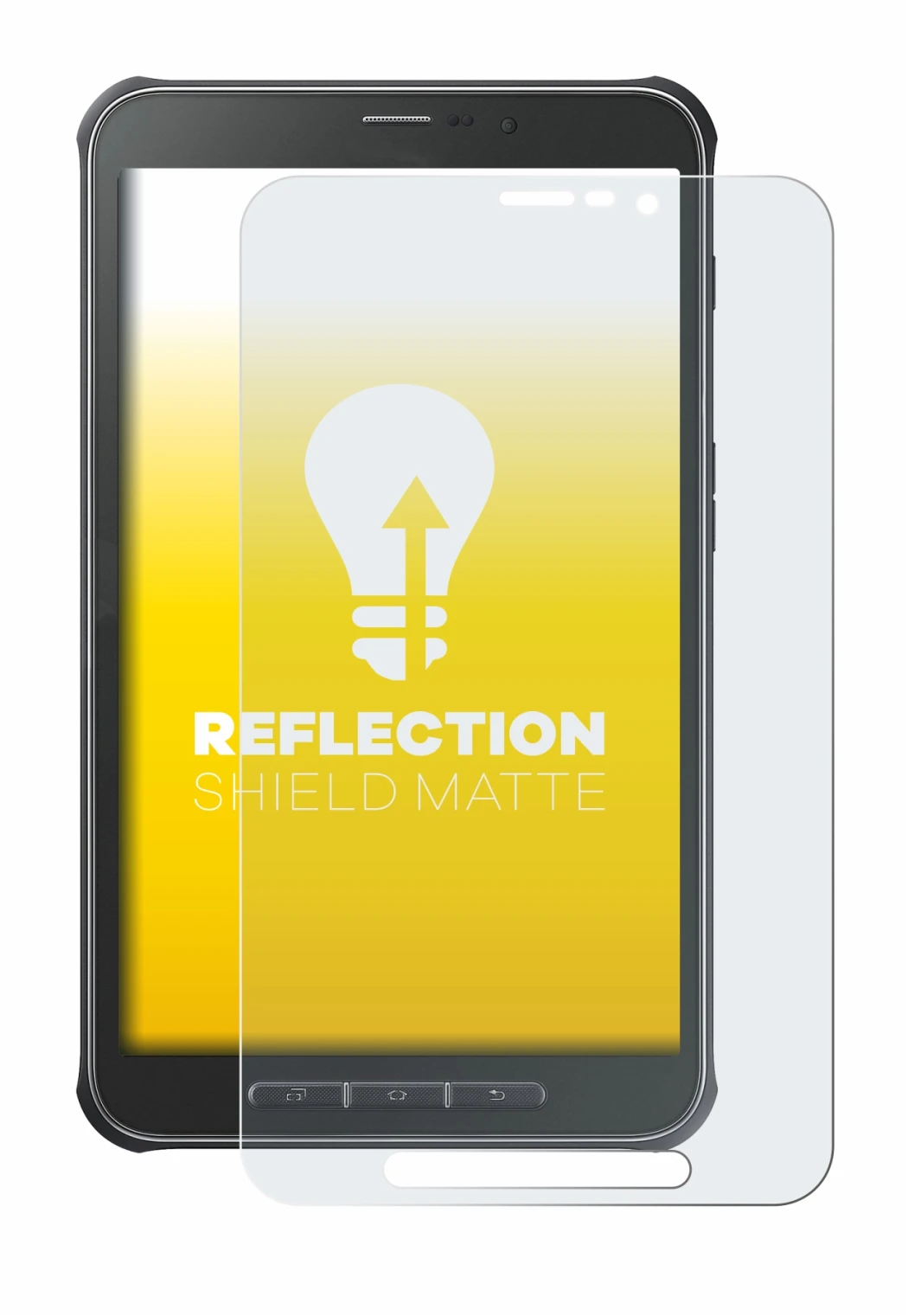 Image de l'appareil Samsung Galaxy Tab Active SM-T365 avec une grande variété de protections d'écran.