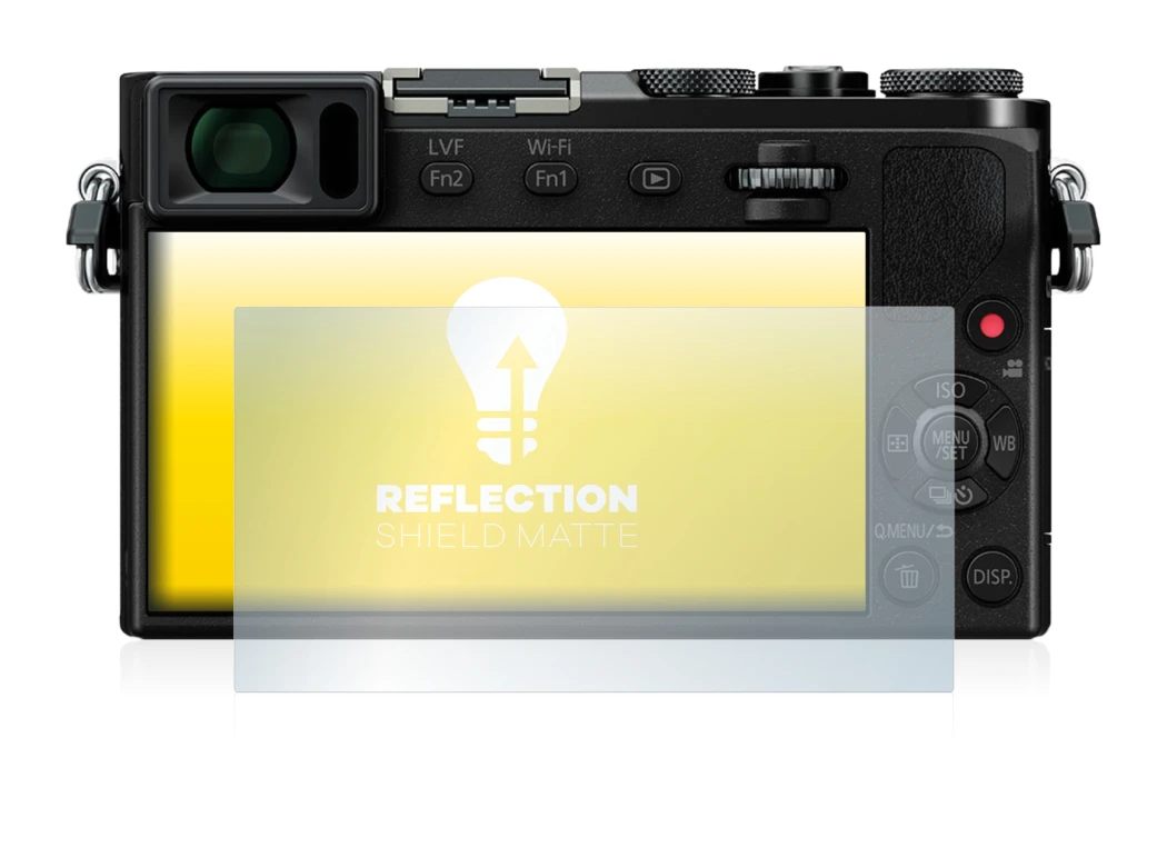 Image de l'appareil Panasonic Lumix DMC-GM5 avec une grande variété de protections d'écran.