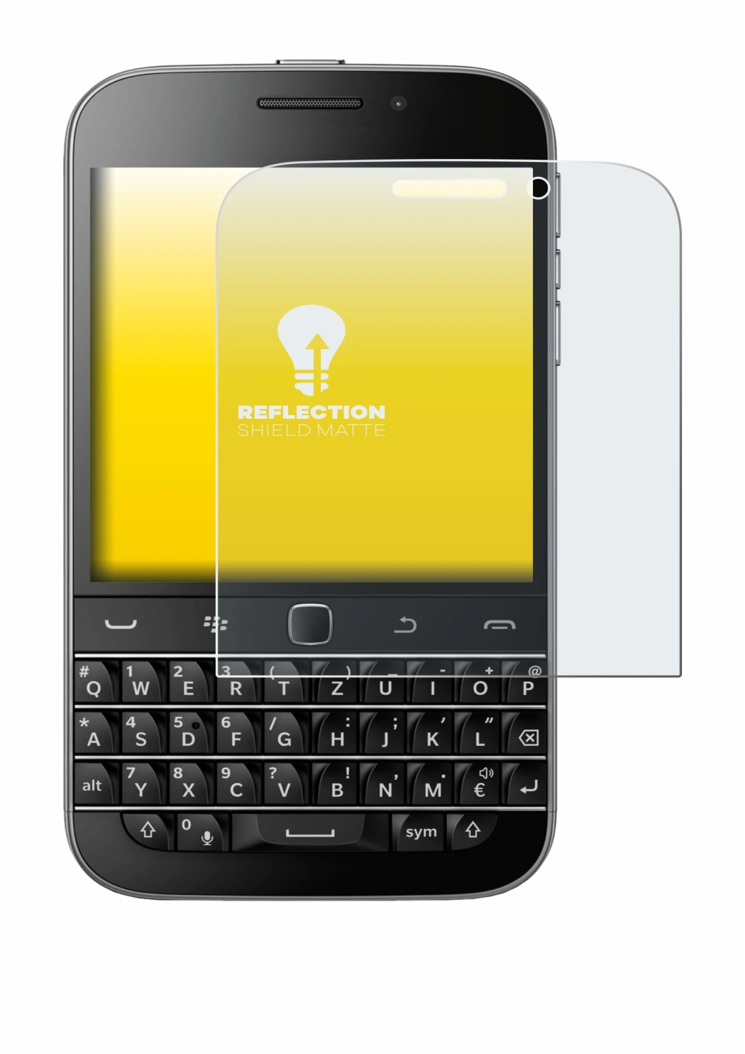 Image de l'appareil Blackberry Classic Q20 avec une grande variété de protections d'écran.