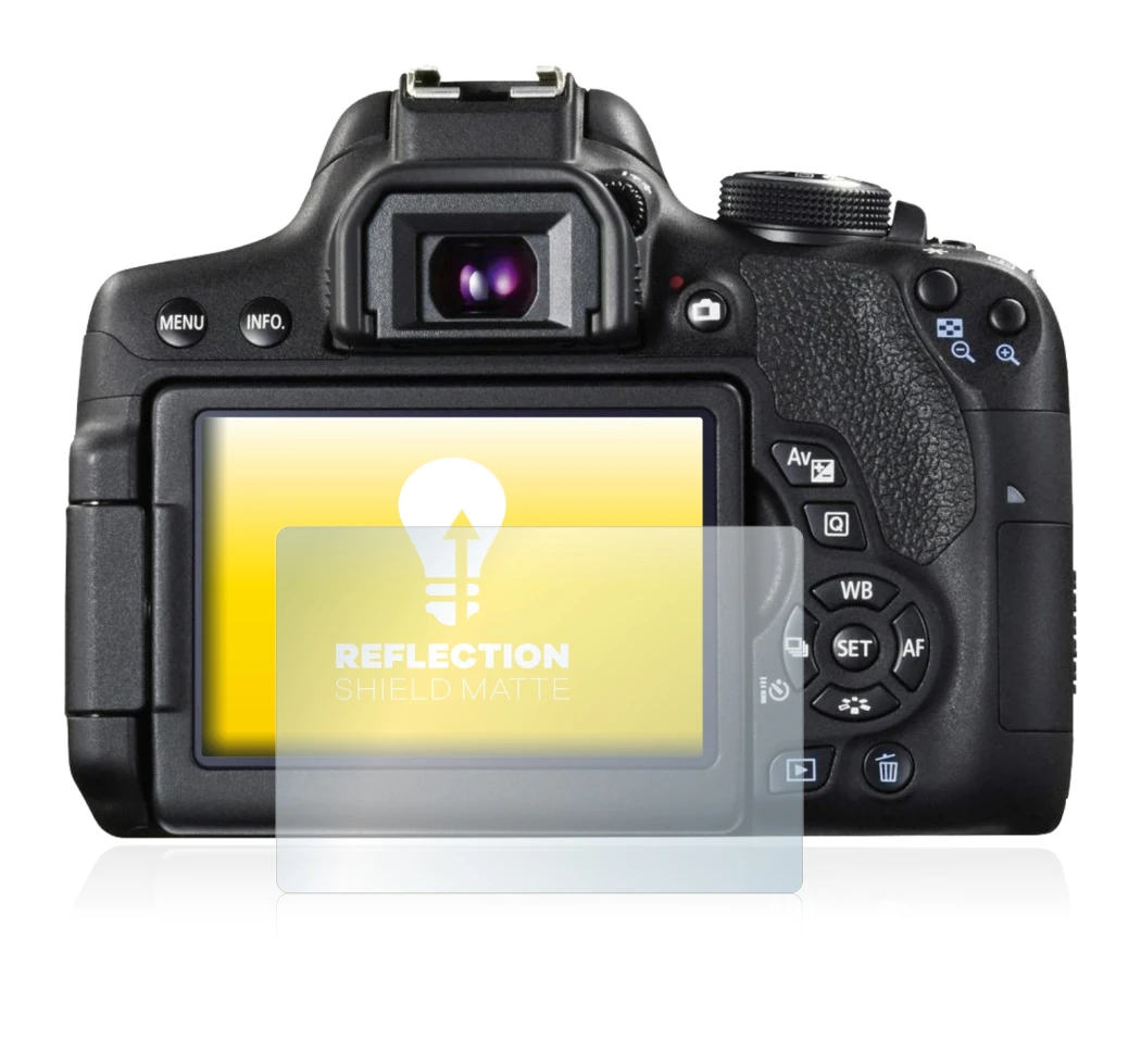 Image de l'appareil Canon EOS 750D avec une grande variété de protections d'écran.