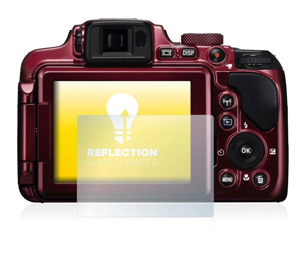 Image de l'appareil Nikon Coolpix P610 avec une grande variété de protections d'écran.