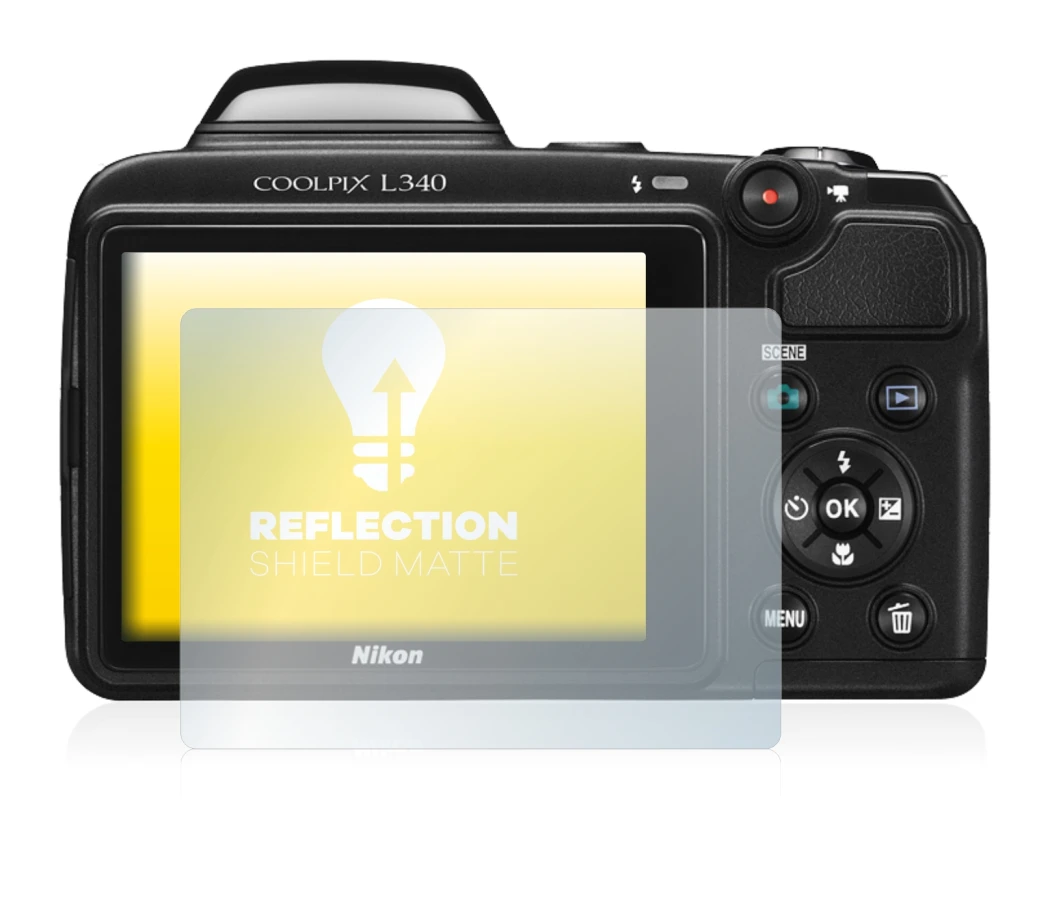 Image de l'appareil Nikon Coolpix L340 avec une grande variété de protections d'écran.