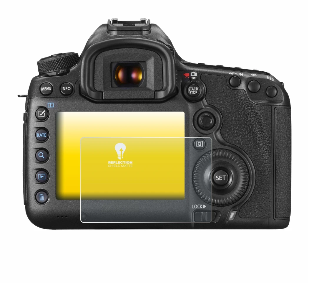 Image de l'appareil Canon EOS 5DS R avec une grande variété de protections d'écran.