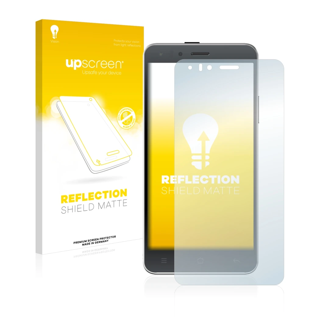 Face avant d’un emballage produit avec le logo de la marque upscreen. À côté, l’appareil Kodak IM5 est représenté avec la prot