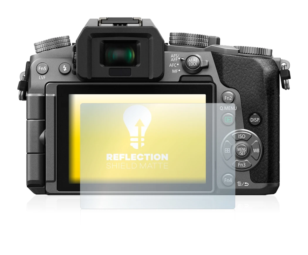 Image de l'appareil Panasonic Lumix DMC-G7 avec une grande variété de protections d'écran.