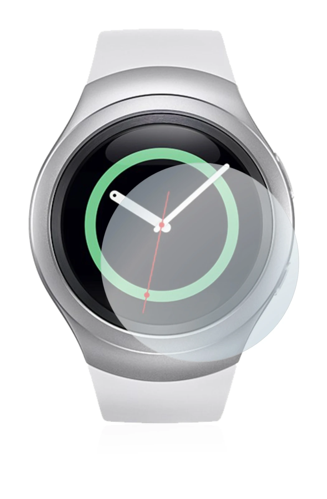 Image de l'appareil Samsung Gear S2 avec une grande variété de protections d'écran.
